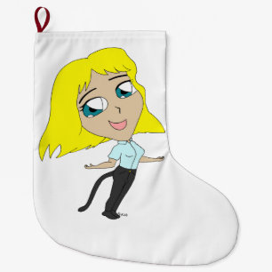 Grande Chaussette De Noël chibi fille avec une queue