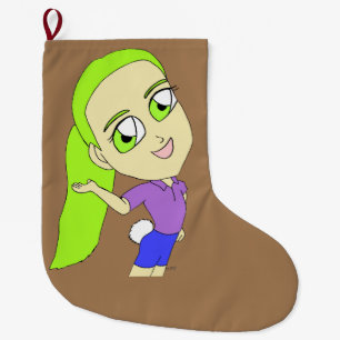 Grande Chaussette De Noël chibi fille avec une queue de lapin