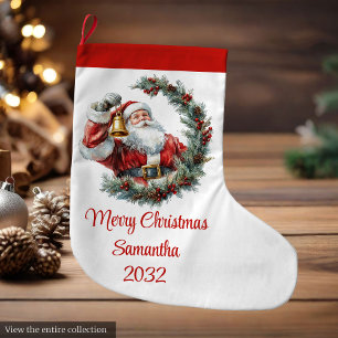 Grande Chaussette De Noël Chic Père Noël Classique Tendance Éditable Noël