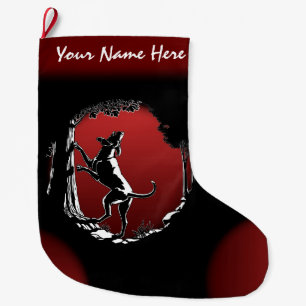 Grande Chaussette De Noël Chien à col Noël Attrayant Amoureux de les chiens 