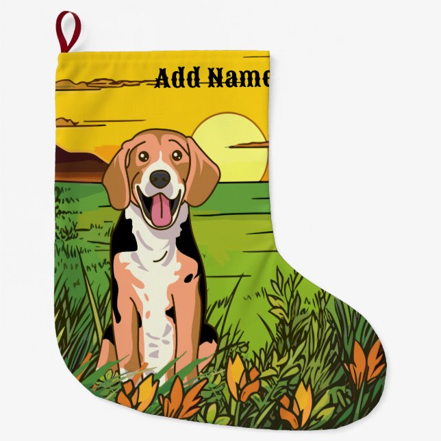 Grande Chaussette De Noël Chien Beagle (Devant)