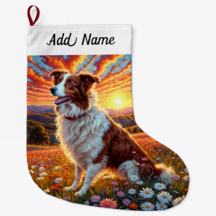 Grande Chaussette De Noël Chien Border Collie