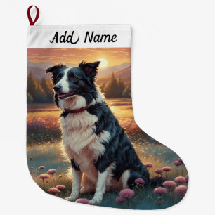Grande Chaussette De Noël Chien Border Collie