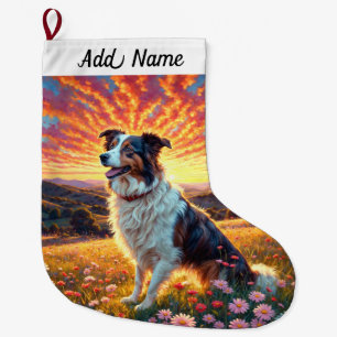 Grande Chaussette De Noël Chien Border Collie
