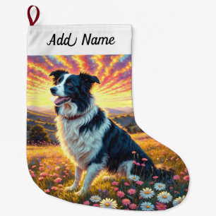 Grande Chaussette De Noël Chien Border Collie
