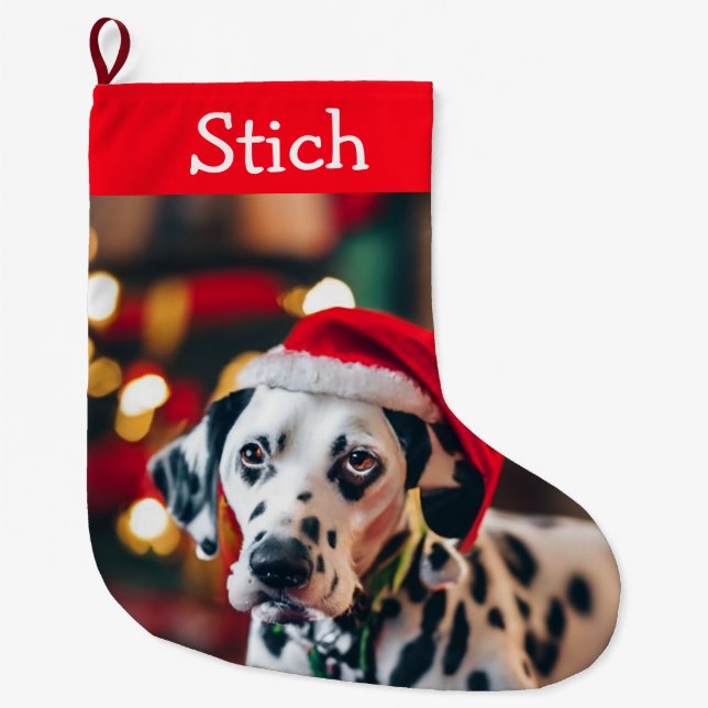 Grande Chaussette De Noël Chien Christmas migre Animal Nom de la photo (Devant)
