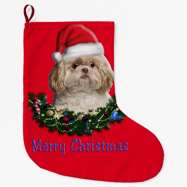 Grande Chaussette De Noël chien Chritsmas bas (Devant)