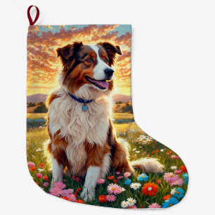 Grande Chaussette De Noël Chien de berger Border Collie