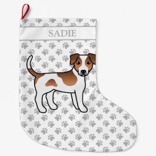 Grande Chaussette De Noël Chien de ferme danois-suédois marron et blanc & No