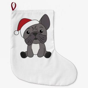 Grande Chaussette De Noël Chien de Noël Animaux d'hiver de neige