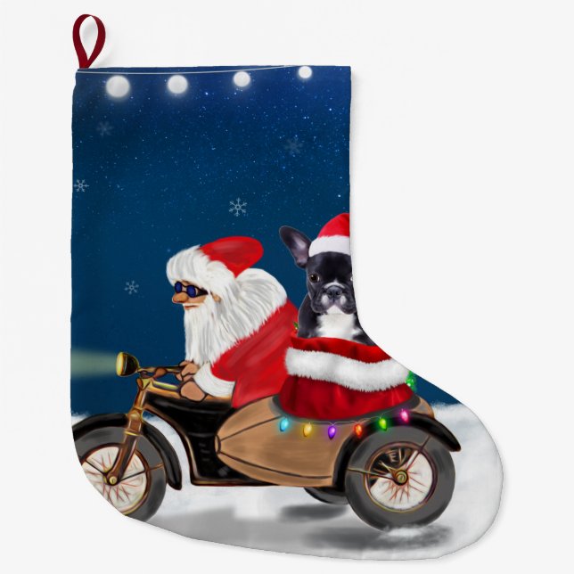 Grande Chaussette De Noël Chien de Noël Père Noël (Devant)