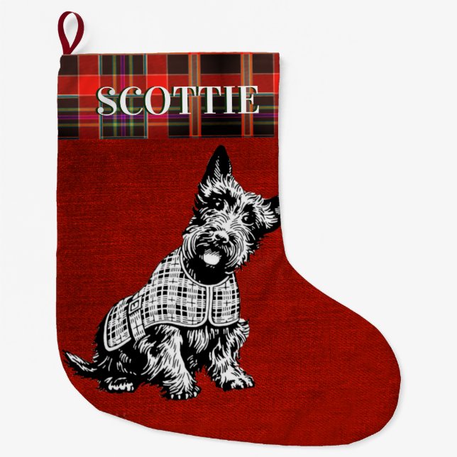 GRANDE CHAUSSETTE DE NOËL CHIEN DE SCOTISH TERRIER, CHIEN DE SCOTTIE + (Devant)