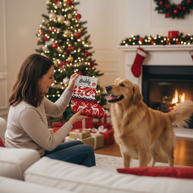 Grande Chaussette De Noël Chien personnalisé Noël Stocker Nom personnalisé (Créateur téléchargé)