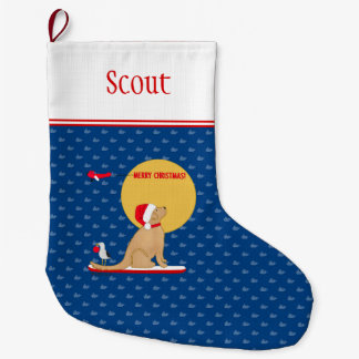 Grande Chaussette De Noël Chiens de surf de la journée de plage Stocking dor