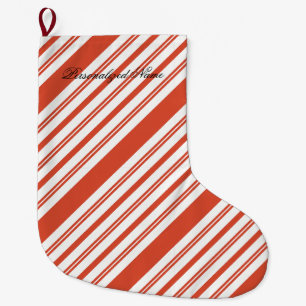 Grande Chaussette De Noël Chœur de canne en sucre-Rayure-Diagonale