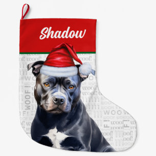 Grande Chaussette De Noël Christmas Bluenose Pitbull Nom Woof Arrière - plan