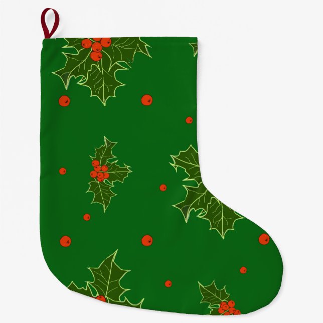 Grande Chaussette De Noël Christmas Holly (Devant)