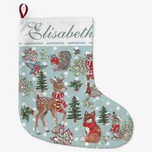 Grande Chaussette De Noël Christmas Jote Deer Show Bois Animaux