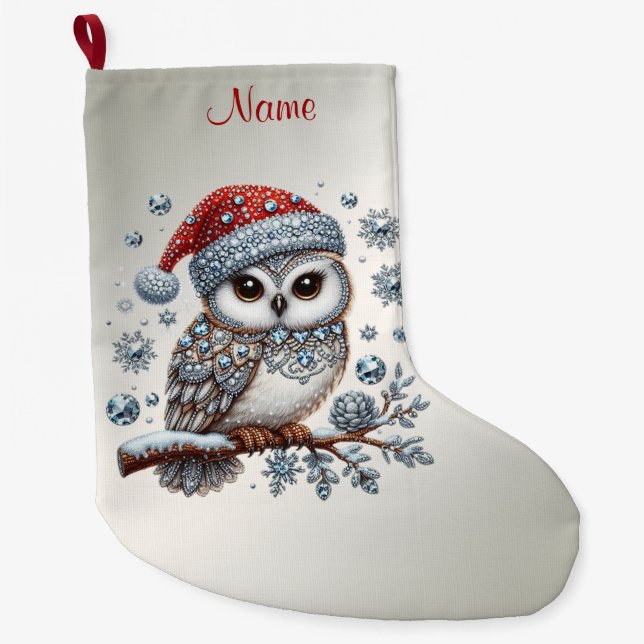 Grande Chaussette De Noël Christmas Owl Holiday Stocking (Devant)