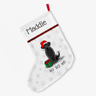 Grande Chaussette De Noël Christmas Père Noël Black Labrador Retriever Cute