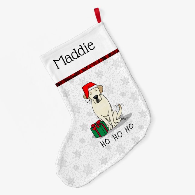 Grande Chaussette De Noël Christmas Père Noël Yellow Labrador Retriever Cute (Dos (Accrochage))