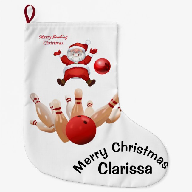 Grande Chaussette De Noël Christmas Stocking,  Santa Bowling (Devant)