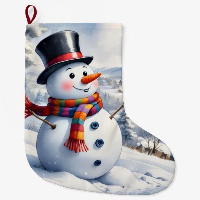 Grande Chaussette De Noël Christmas Stocking, Snowman (Devant)