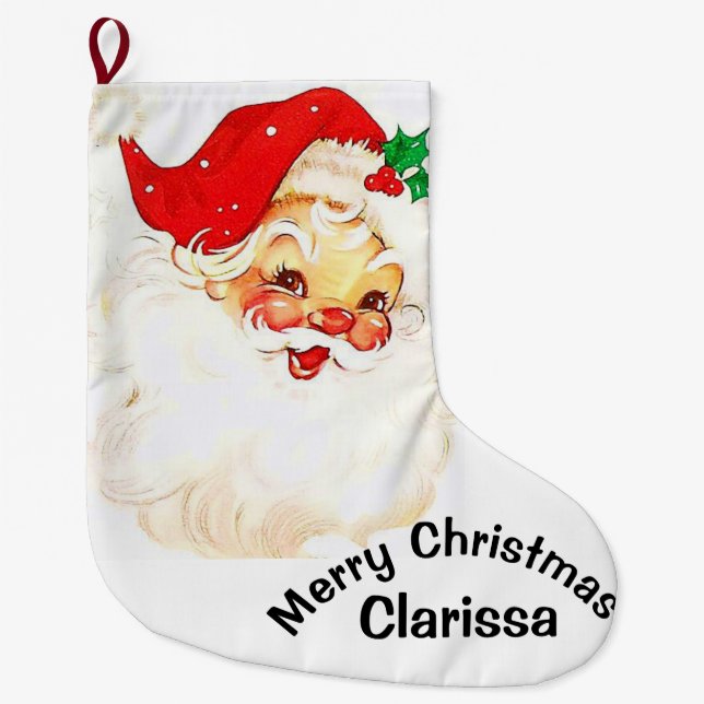 Grande Chaussette De Noël Christmas Stocking,   Vintage Santa  (Devant)