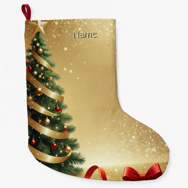 Grande Chaussette De Noël Christmas Tree Ribbons Holiday Stocking (Devant)