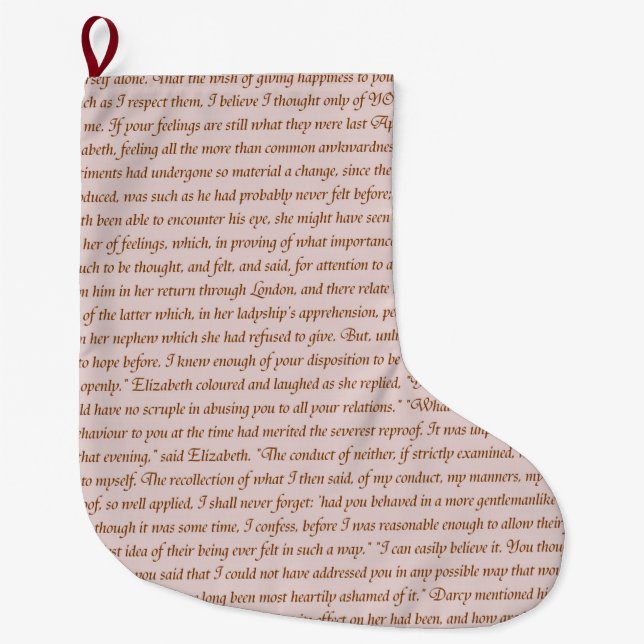 Grande Chaussette De Noël Citation de fierté et de préjudice (Devant)