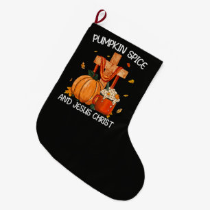 Grande Chaussette De Noël Citrouille Spice et Jésus-Christ