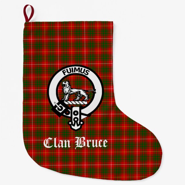 Grande Chaussette De Noël Clan Bruce Crest & Tartan personnalisable (Devant)