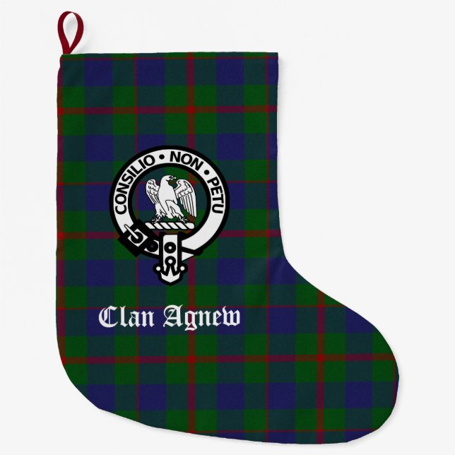 Grande Chaussette De Noël Clan écossais Agnew Crest & Tartan (Devant)