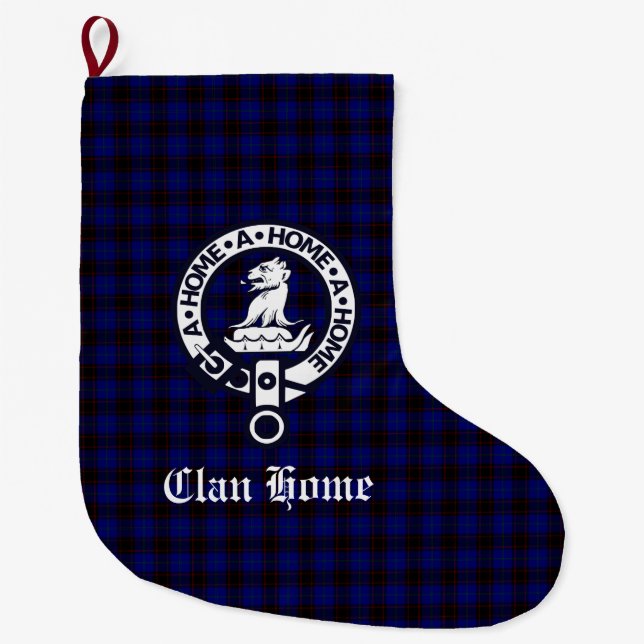 Grande Chaussette De Noël Clan Home Crest Badge et Tartan (Devant)
