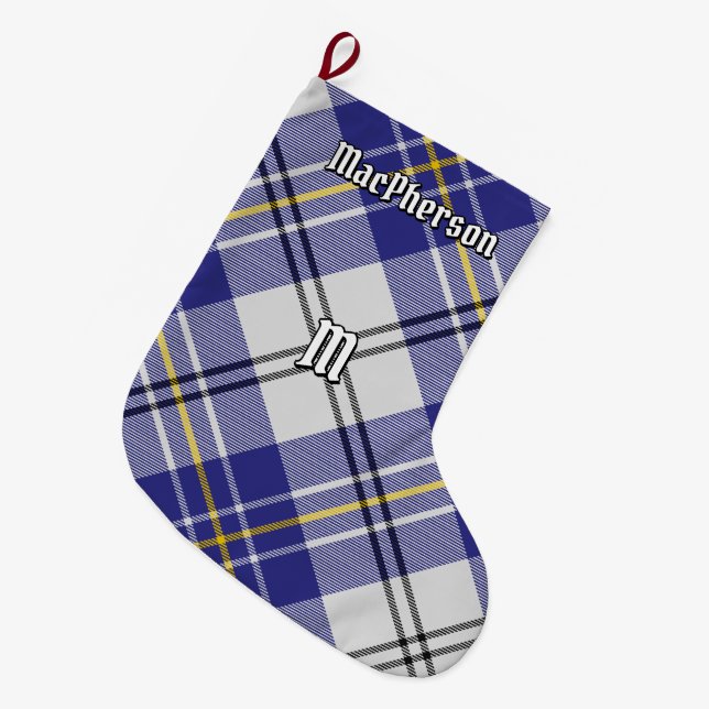 Grande Chaussette De Noël Clan MacPherson robe bleue Tartan (Devant (Accrochage))