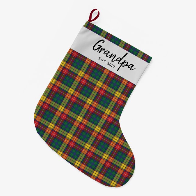 Grande Chaussette De Noël Clan Plaid Buchanan Tartan Check Grand-père (Devant (Accrochage))