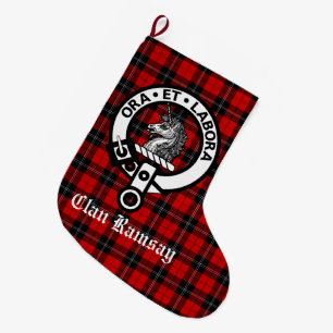 Grande Chaussette De Noël Clan Ramsay Crest Badge & Tartan
