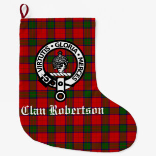 Grande Chaussette De Noël Clan Robertson Crest Badge & Tartan