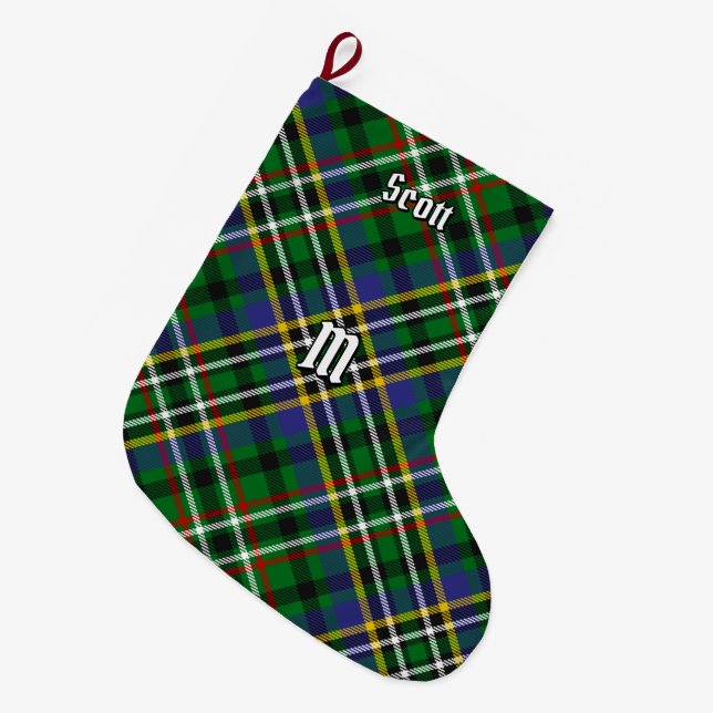 Grande Chaussette De Noël Clan Scott Green Tartan Noël Stocker (Devant (Accrochage))