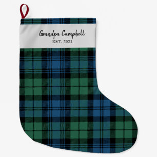 Grande Chaussette De Noël Clan Tartan personnalisé Campbell Plaid Grandpa