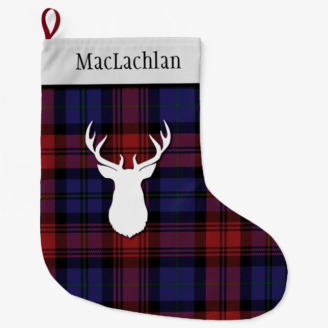 Grande Chaussette De Noël Clan Tartan personnalisé MacLachlan Plaid (Devant)