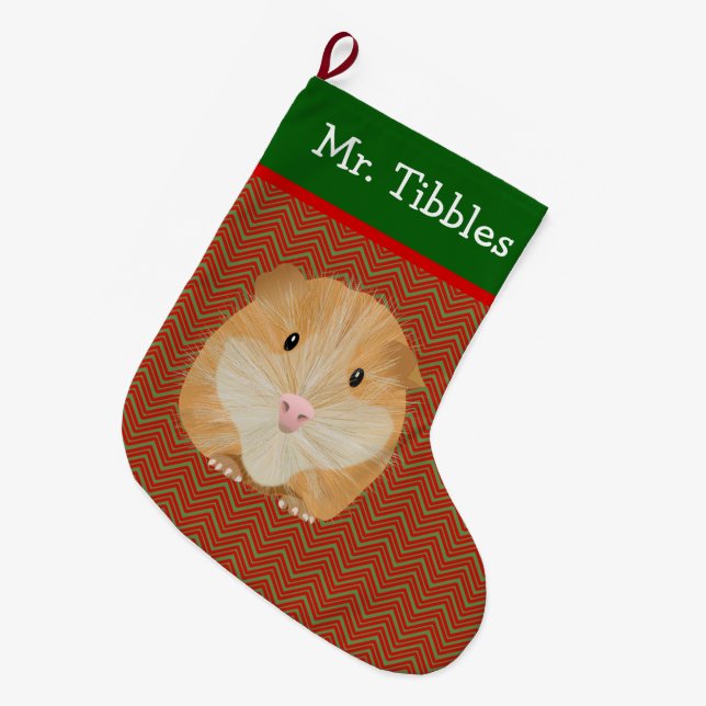 Grande Chaussette De Noël Cochon de Guinée personnalisé (Devant (Accrochage))