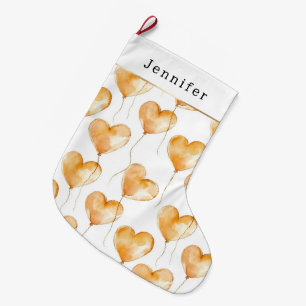 Grande Chaussette De Noël Cœurs de caramel crémeux et chaud pour Noël