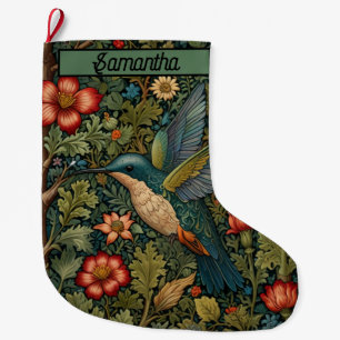 Grande Chaussette De Noël Colibri Art nouveau vintage rétro