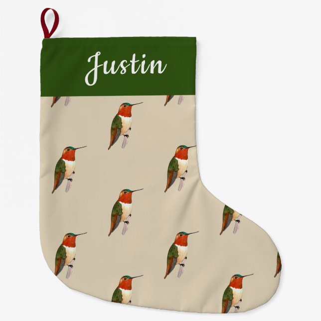 Grande Chaussette De Noël Colibri roux (Devant)