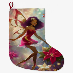 Grande Chaussette De Noël Collection de fées de Noël Tint de Plum Coiffure n