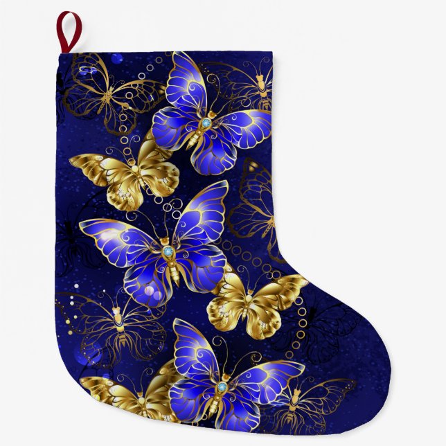 Grande Chaussette De Noël Composition avec les papillons Sapphire (Devant)