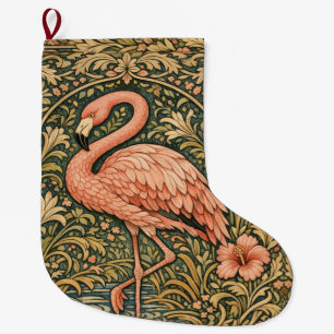 Grande Chaussette De Noël Conception art nouveau de flamant rose vintage