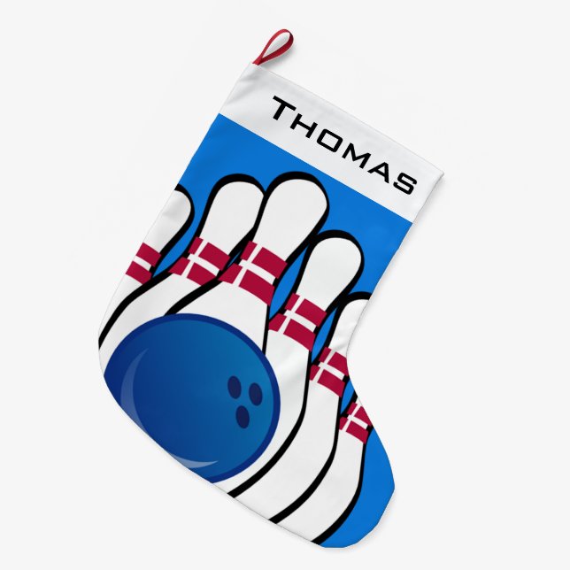 Grande Chaussette De Noël Conception de bowling Grande réserve de Noël (Devant (Accrochage))