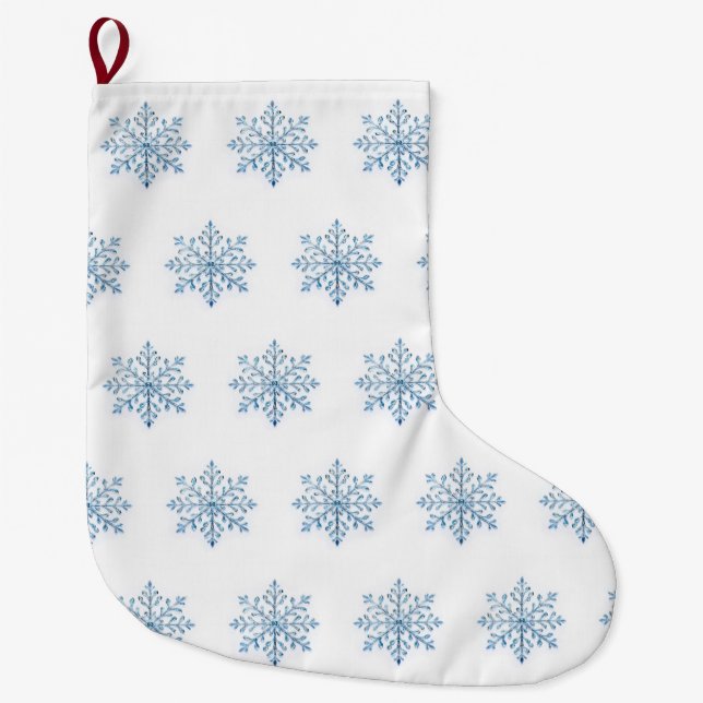 Grande Chaussette De Noël Conception de flocs de neige (Devant)